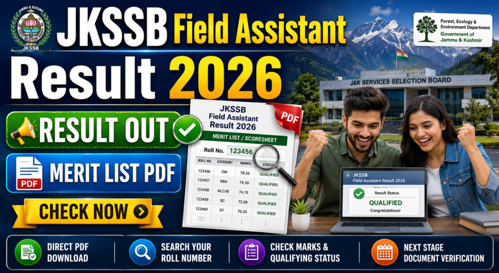 JKSSB Field Assistant Result 2026