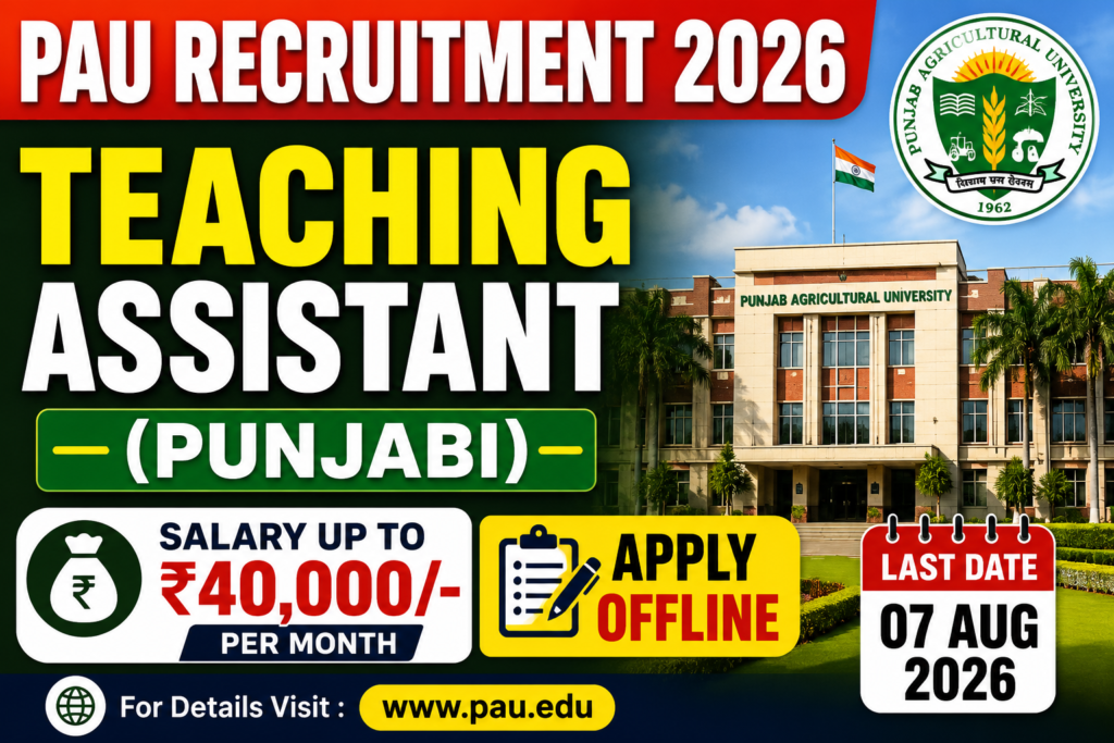 PAU Teaching Assistant Recruitment 2026